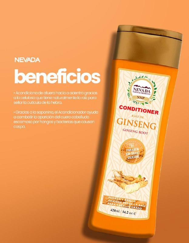 SHAMPOO Y ACONDICIONADOR EN SET DE GINSENG ESTIMULANTE DEL PELO SUAVIZANTE NEVADA 420MLX2