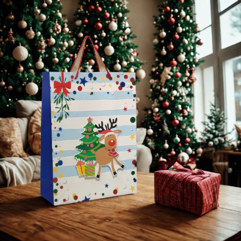 BOLSA DE REGALO NAVIDEÑA GRANDE 30X40X12CM