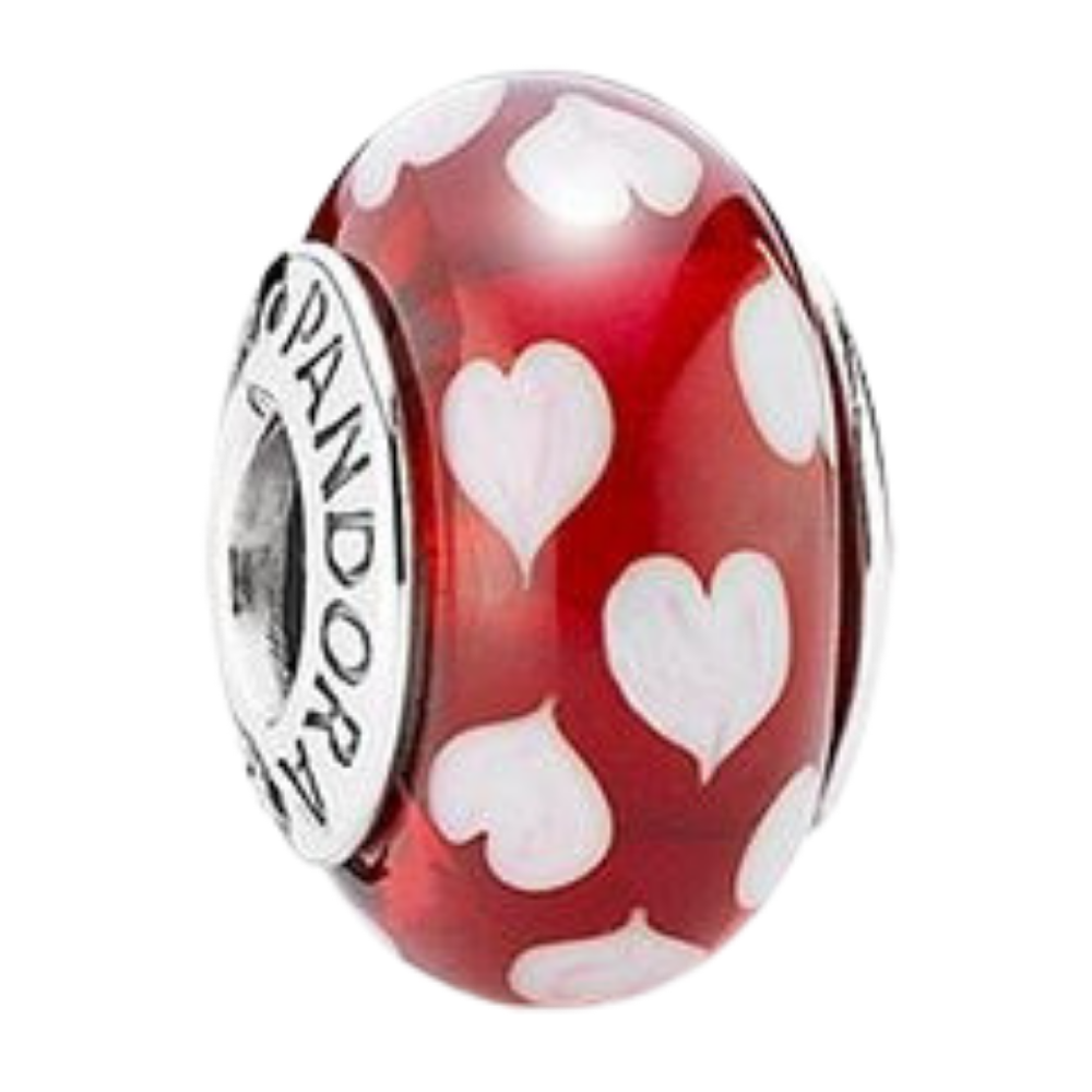 PCHARM947 CRISTAL DE MURANO ROJO CON CORAZONES