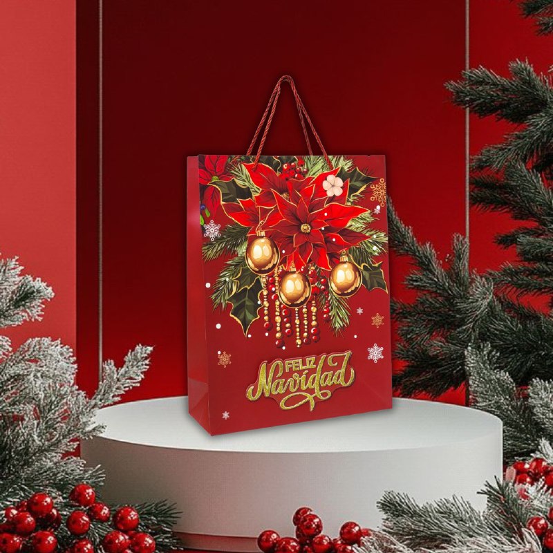 BOLSA DE REGALO NAVIDEÑA GRANDE 30X40X12CM