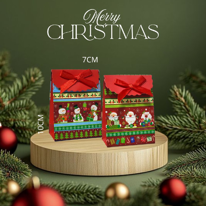 BOLSA DE REGALO NAVIDEÑA PEQUEÑA XXS 7CMX10CM, 15 ESTILOS