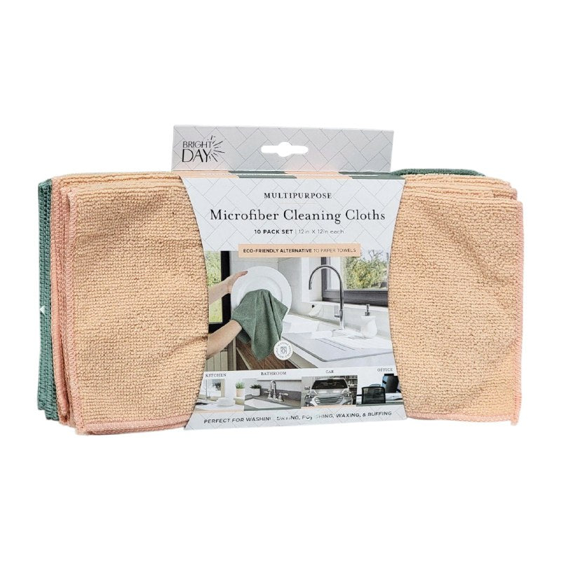 TRAPO DE MICROFIBRA MULTIUSOS EN PAQUETE DE 10 PIEZAS BRIGHT DAY 30X30CM