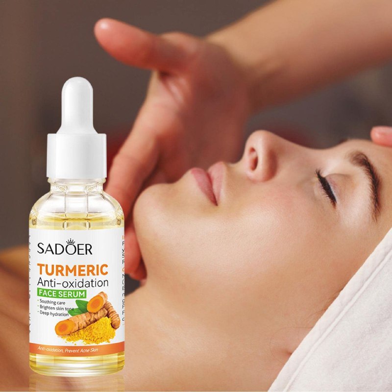 SUERO FACIAL CON CURCUMA Y OTROS EXTRACTOS DE PLANTAS ANTIOXIDANTES, ALACARA LAS MANCHAS DEL ACNE Y LO PREVIENE HIDRATA LA PIEL SADOER 30ML