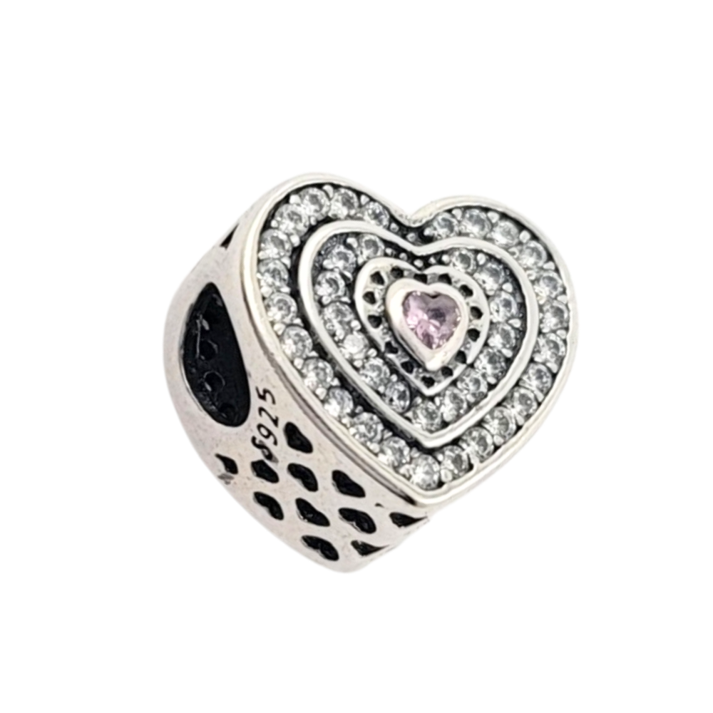 PCHARM1956 CORAZON CON CIRCONES TRANSPARTENTE Y ROSADO