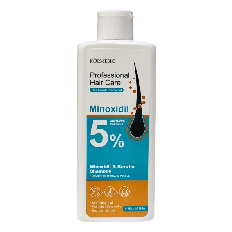 SHAMPOO ANTICAIDA Y ESTIMULADOR DE CRECIMIENTO CON MINOXIDIL 5% Y QUERATINA KORMESIC 265G
