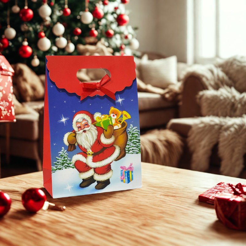 BOLSA DE REGALO NAVIDEÑA MEDIANO 14X21CM