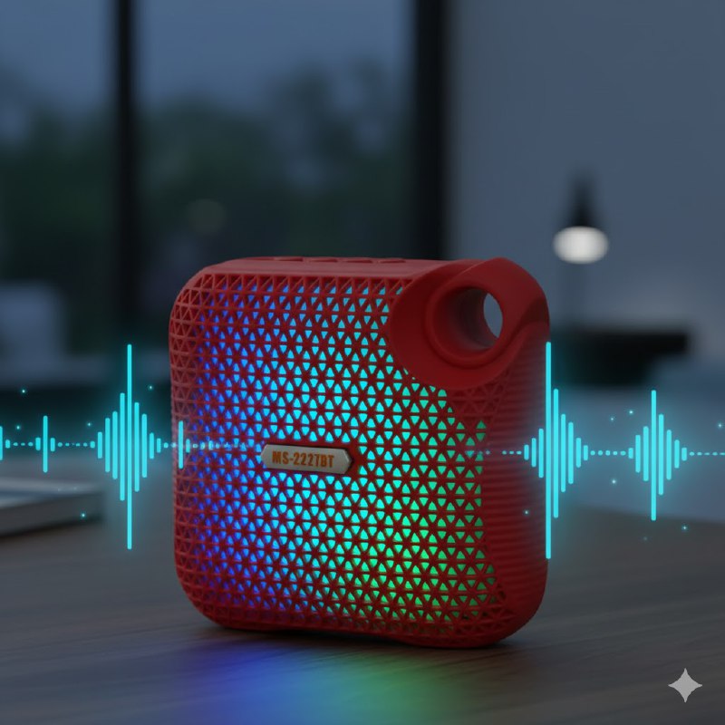 PARLANTE ALTAVOZ INALAMBRICO CON LUCES LED 11X11CM MOBILE SPEAKER MS-2227BT 8 COLORES