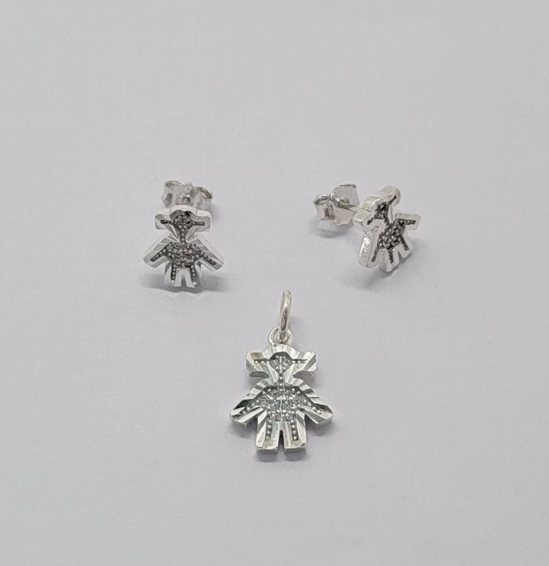 PSET1696 SET NIÑA CON ZIRCONIA BLANCO PLATA 9.25