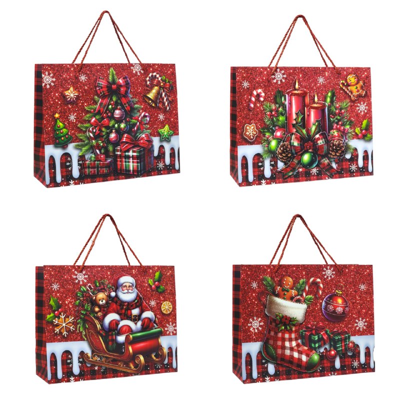 BOLSA DE REGALO NAVIDEÑA MEDIANA HORIZONTAL 32X25.5X11CM