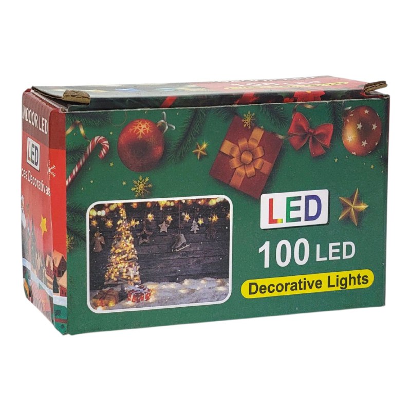 LUCES DECORATIVAS NAVIDEÑAS PARA INTERIORES O EXTERIORES 100 LUCES LED BLANCA 12X6X8CM