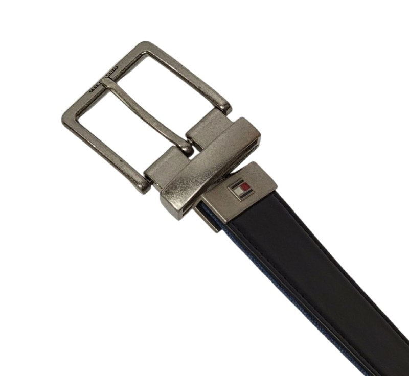 FAJA ORIGINAL TOMMY HILFIGER REVERSIBLE PARA CABALLERO COLOR NEGRO Y AZUL JEAN TALLA S 30-32