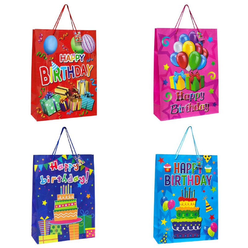 BOLSA DE REGALO DE FELIZ CUMPLEAÑOS HAPPY BIRTHDAY GRANDE 30X12X41CM