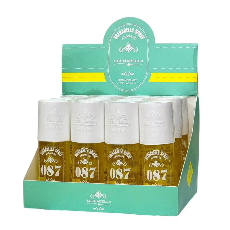 SPRAY PERFUMADO PARA EL CABELLO Y CUERPO SCENABELLA SPRAY AROMATIC 087 LECHE DE COCO, ARENA, NARDO YLANG, VAINILLA Y AMBAR 250ML