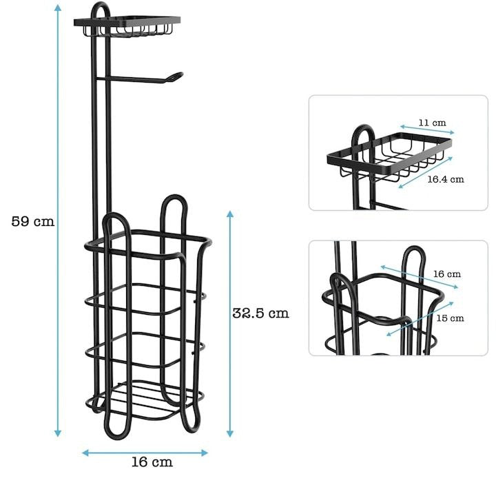 ESTANTE SOPORTE ORGANIZADOR PARA BAÑO, ALMACENAMIENTO DE PAPEL HIGIENICO Y SOPORTE PARA CELULAR