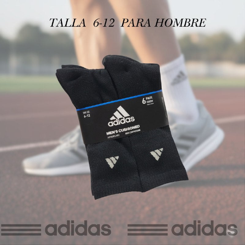 CALCETA ALTA ADIDAS PARA HOMBRE 6 PARES TALLA 6-12