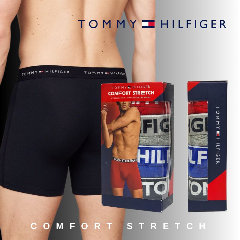 ROPA INTERIOR PARA CABALLERO TOMMY HILFIGER COMFORT STRETCH BOXER BRIEF 4 UNIDADES TALLA MEDIUM 32-34 (M)