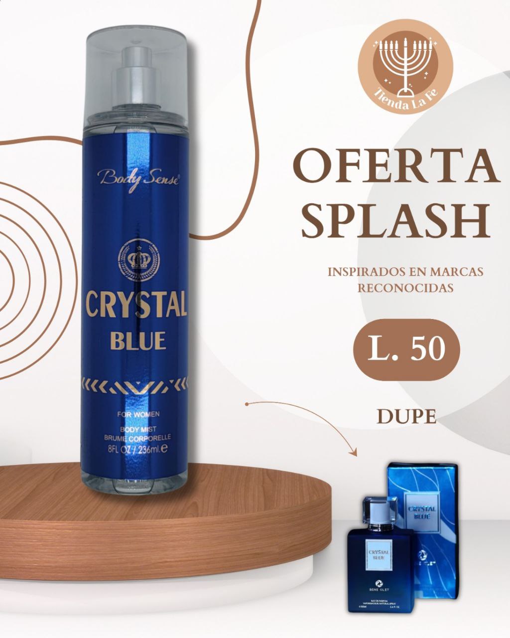 SPLASH BODY SENSE CRYSTAL BLUE FOR WOMEN 236ML (M)(DUPE DE CRYSTAL BLUE DE BENE OLET EDP 100ML)