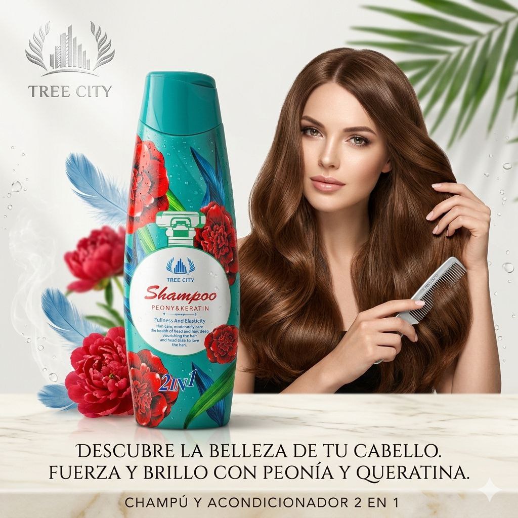 SHAMPOO DE PEONIA Y QUERATINA TREE CITY 400ML