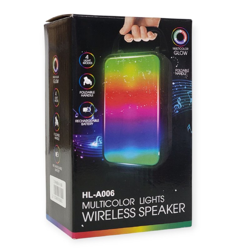 ALTAVOZ PARLANTE INALAMBRICO CON LUCES MULTICOLOR RECARGABLE HL-A006