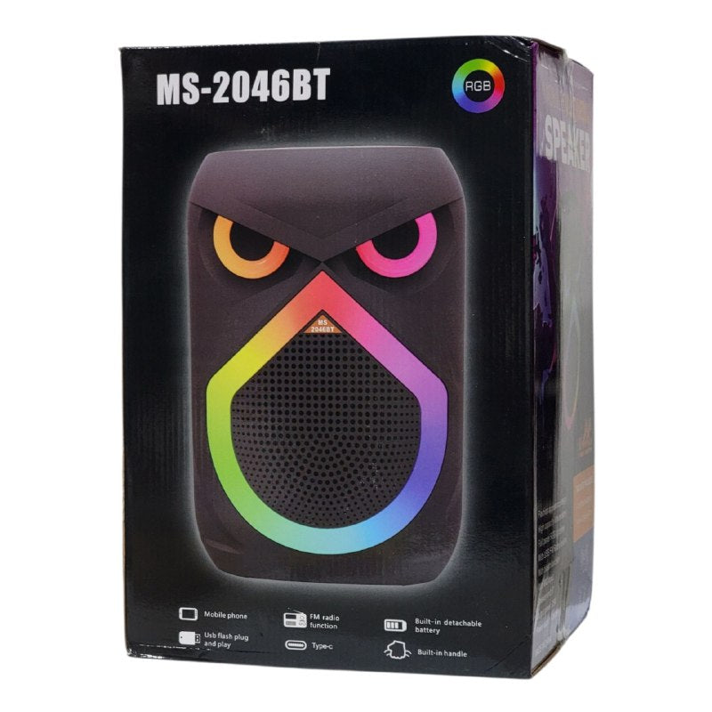 PARLANTE ALTAVOZ INALAMBRICO CON LUCES RGB DE PANEL COMPLETO, BATERIA DE ALTA CAPACIDAD Y 25W DE POTENCIA, SONIDO ENVOLVENTE Y MICROFONO PARA KARAOKE MS-2046BT