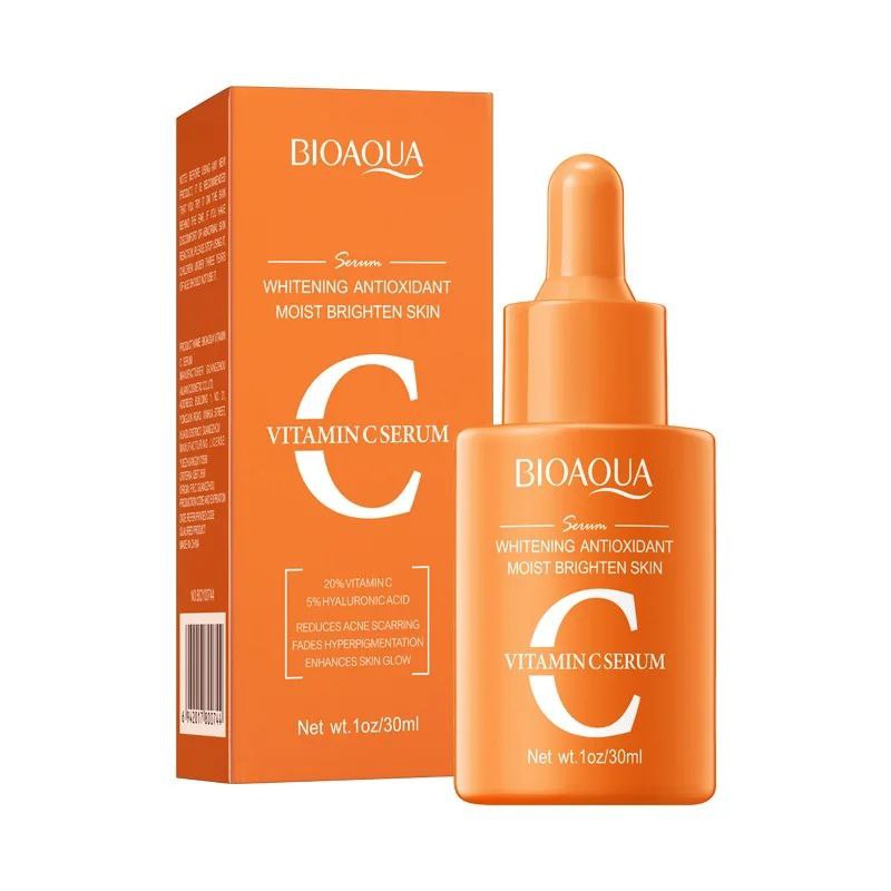 SUERO FACIAL CON VITAMINA C BLANQUEAMIENTO DE LA PIEL 20% VITAMINA 5% ÁCIDO HIALURÓNICO BIOAQUA 30ML