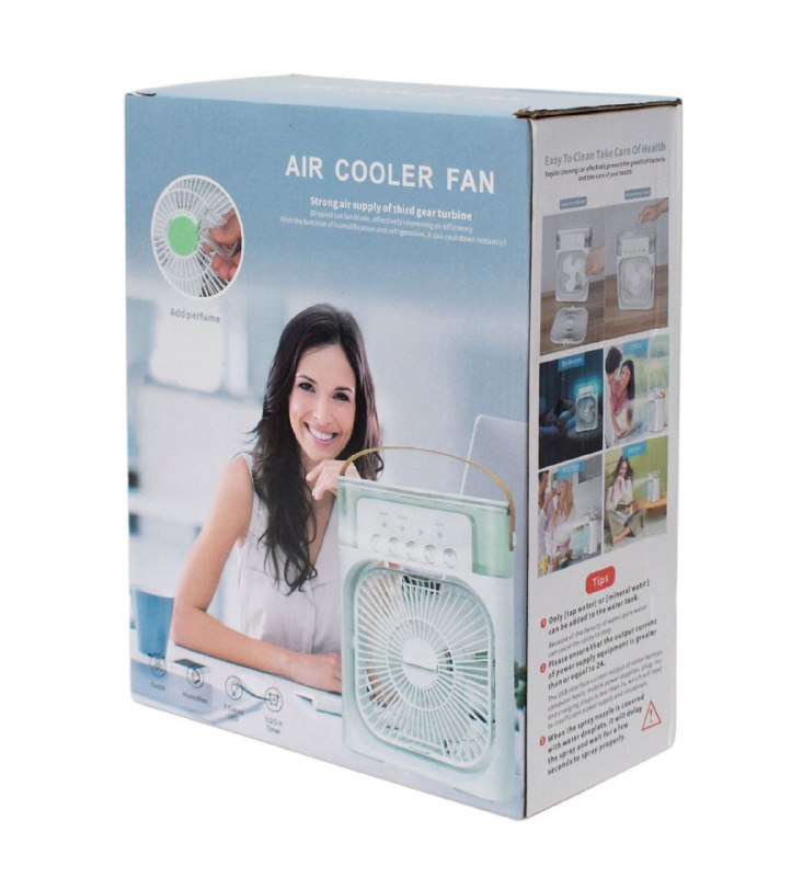 VENTILADOR MINI PORTATIL CON HUMIFICACION DE 3 VELOCIDADES, INCLUYE TANQUE DE AGUA PARA GENERAR NIEBLA FINA REFRESCANTE, SILENCIOSO Y COMODO