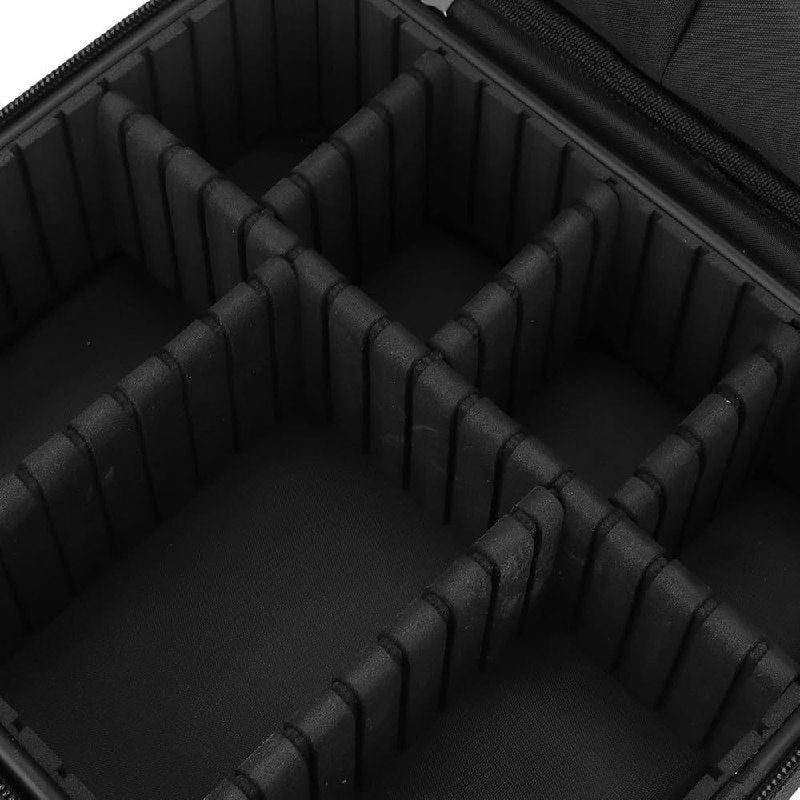 ORGANIZADOR ESTUCHE DE MAQUILLAJE PORTATIL CON SEPARADORES AJUSTABLES NEGRO 26x23x10CM