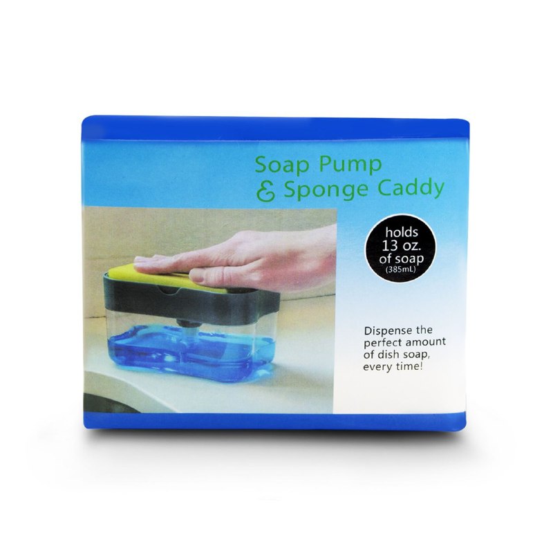 DISPENSADOR CARRITO DE JABON Y ESPONJA DISEÑO INOVADOR UNA SOLA MANO 385ML SOAP PUMP Y SPONGE CADDY