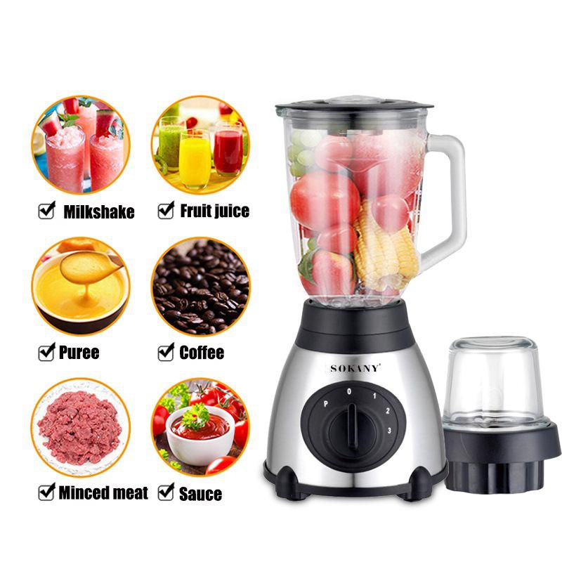 MAQUINA LICUADORA MULTIUSOS 450W, 3 VELOCIDADES SK-144 SOKANY 1500ML