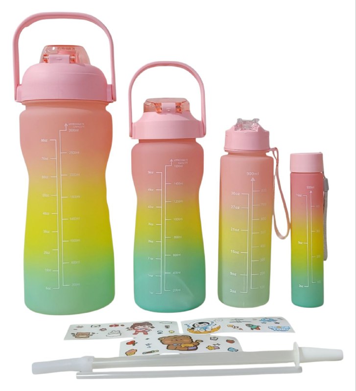 BOTES MOTIVACIONALES SET DE 4 PIEZAS, 3L/1600ML/900ML/500ML