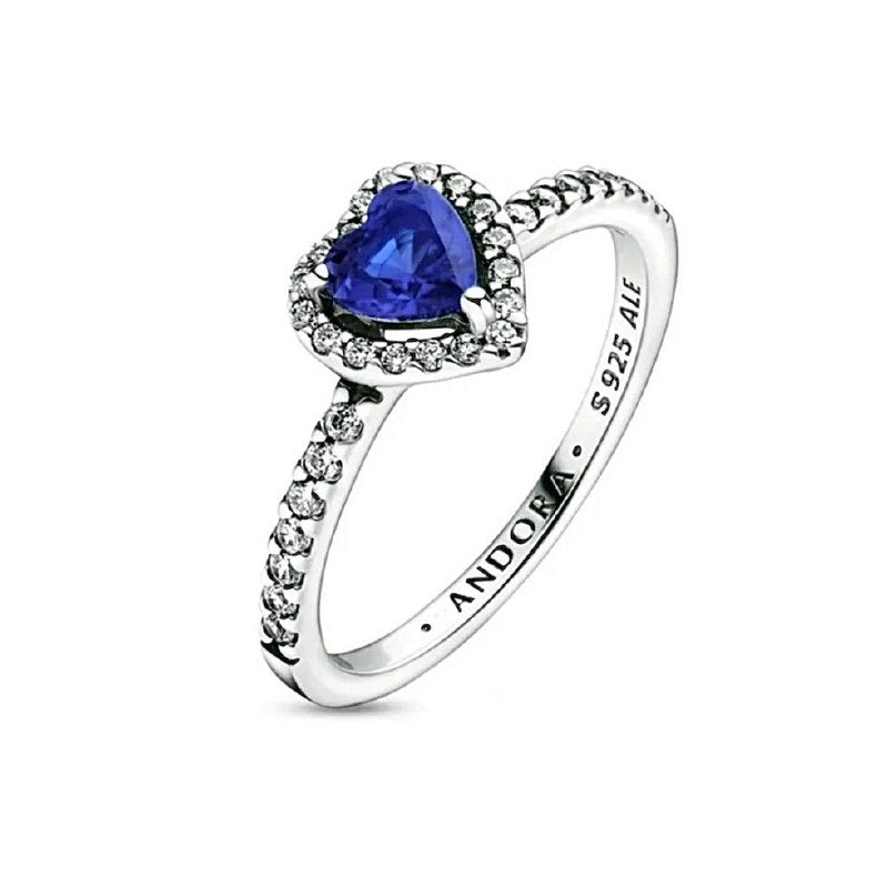 PANI1471C ANILLO PIEDRA EN FORMA DE CORAZON AZUL PANDORA, PLATA 925