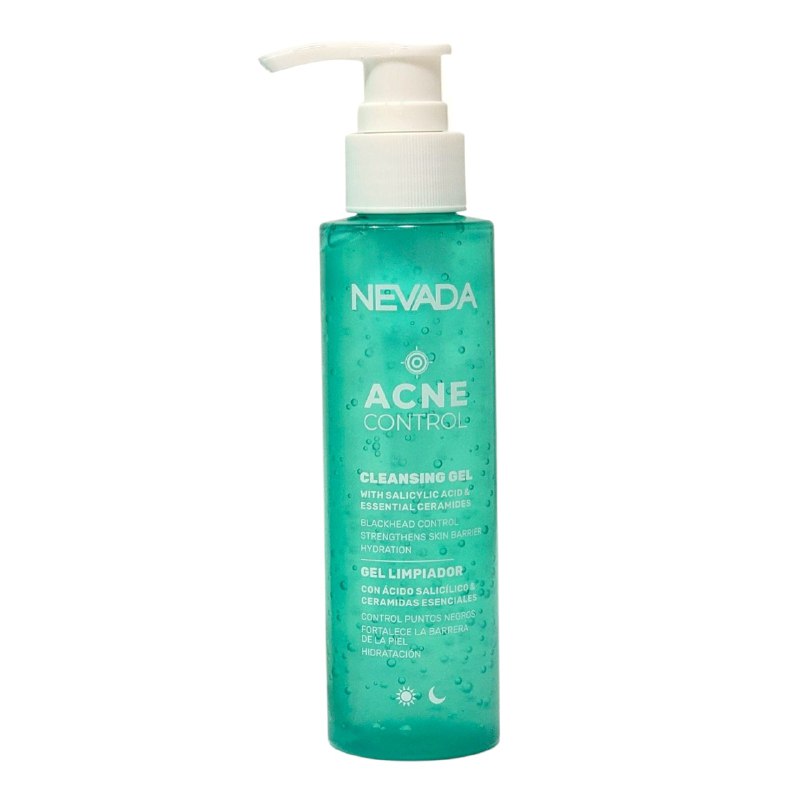 LIMPIADOR FACIAL EN GEL DE ACIDO SALICILICO Y CERAMIDAS QUE ELIMINAN ACNE Y PUNTOS NEGROS NEVADA 120ML