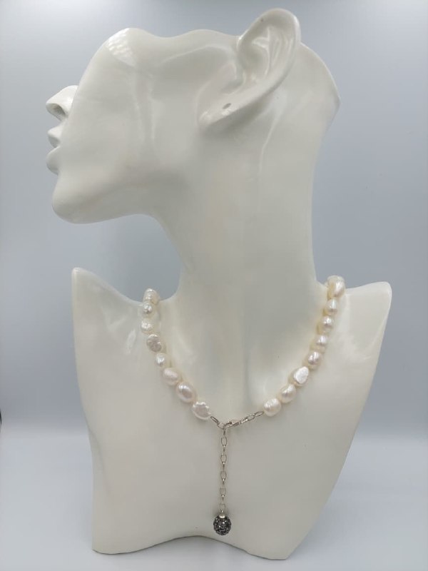 COLLAR DE JOYERIA ARTESANAL DE PLATA 9.25 DE PERLA DE RÍO ALECOLL006