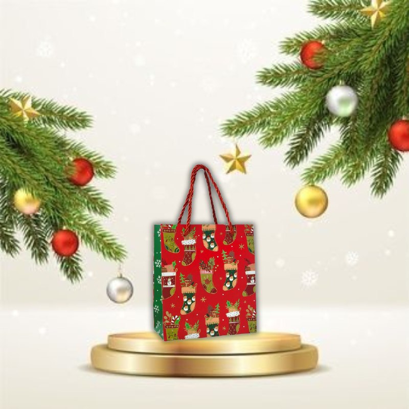 BOLSA DE REGALO NAVIDEÑA EXTRA PEQUEÑA 14X16X7CM