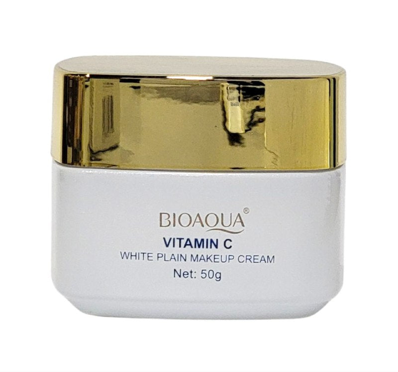 CREMA FACIAL DE MAQUILLAJE BLANCA CON VITAMINA C, TEXTURA DELICADA Y AGRADABLE PARA LA PIEL, HIDRATANTE, BLANQUEADORA BIOAQUA 50G