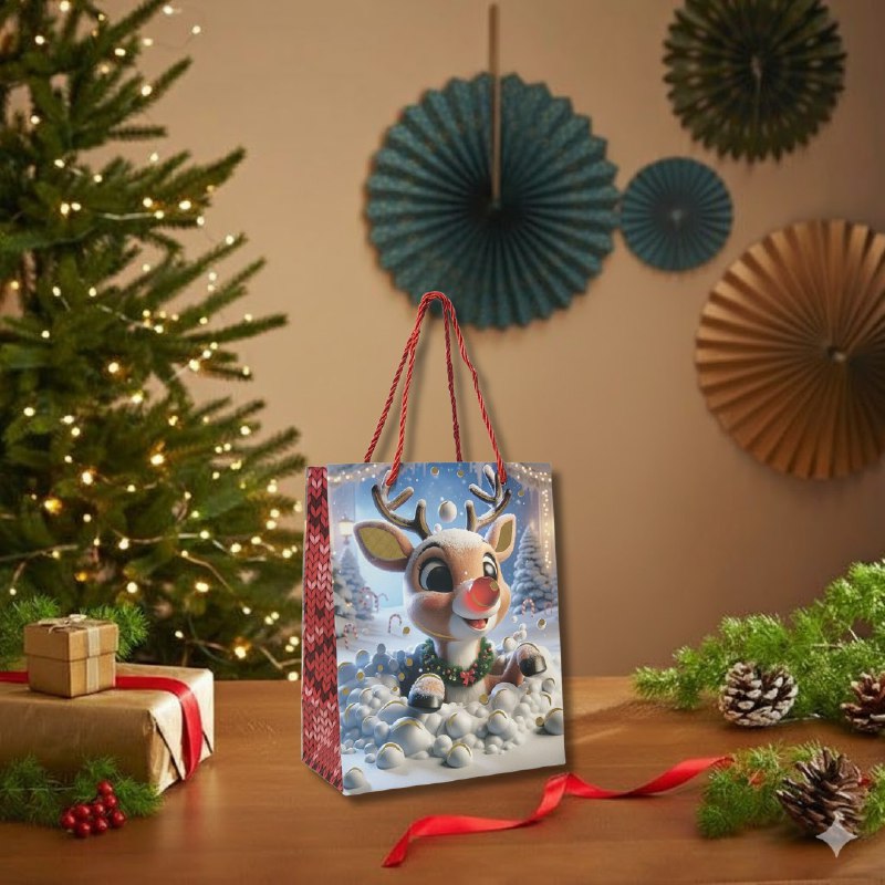 BOLSA DE REGALO NAVIDEÑA PEQUEÑA 18X23X10CM