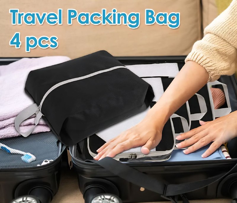 ORGANIZADOR SET PARA AHORRAR ESPACIO EN MALETAS, CUBOS DE COMPRESION PARA MALETAS EQUIPAJE, ROPA Y ZAPATOS EN SET DE 4 PIEZAS