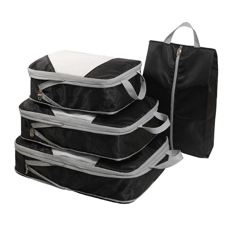 ORGANIZADOR SET PARA AHORRAR ESPACIO EN MALETAS, CUBOS DE COMPRESION PARA MALETAS EQUIPAJE, ROPA Y ZAPATOS EN SET DE 4 PIEZAS