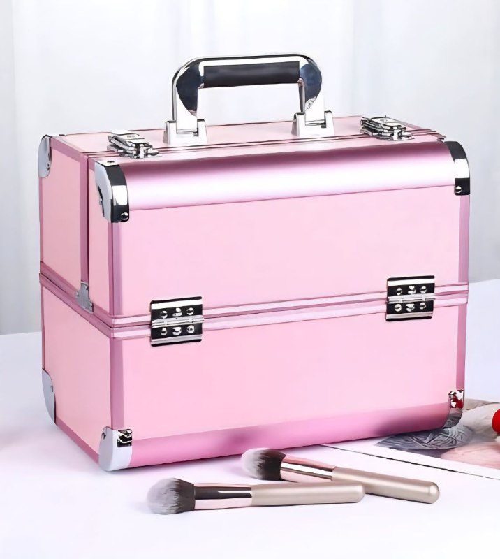 ESTUCHE ORGANIZADOR PROFESIONAL DE MAQUILLAJE, COSMETIQUERA PORTATIL DE 4 BANDEJAS PLEGABLES, 4 COLORES 32X21X26CM