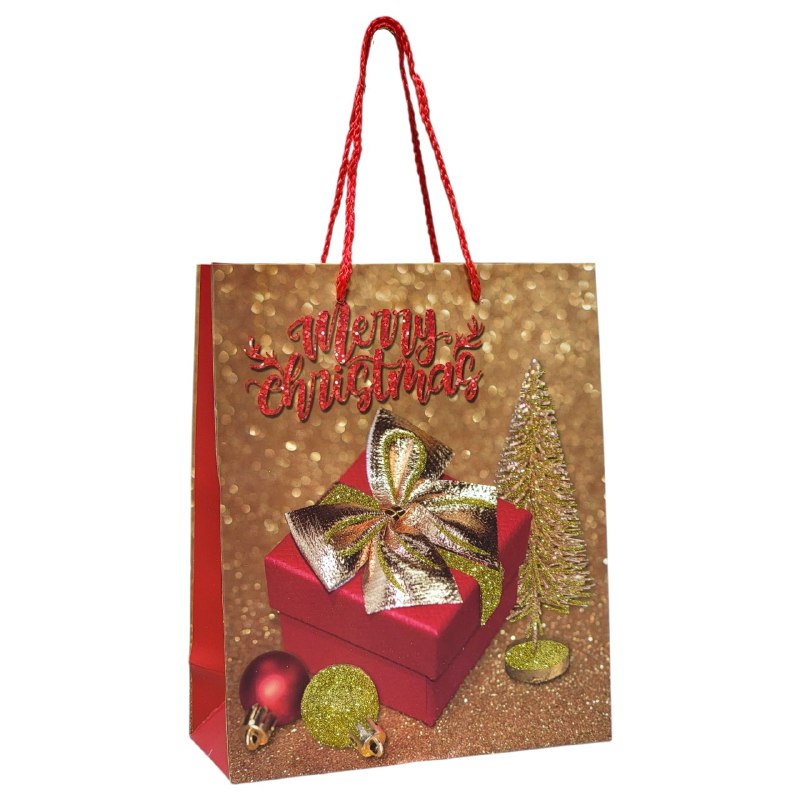 BOLSA DE REGALO NAVIDEÑA PEQUEÑA 19.5X23.5X8CM