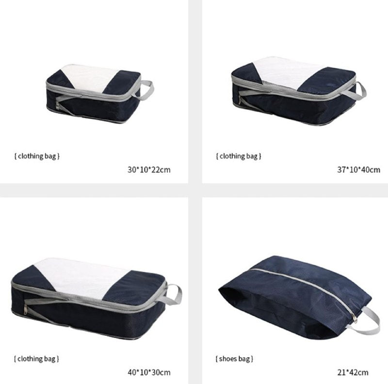 ORGANIZADOR SET PARA AHORRAR ESPACIO EN MALETAS, CUBOS DE COMPRESION PARA MALETAS EQUIPAJE, ROPA Y ZAPATOS EN SET DE 4 PIEZAS