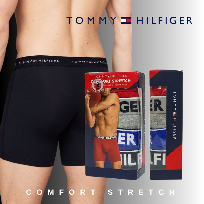 ROPA INTERIOR PARA CABALLERO TOMMY HILFIGER COMFORT STRETCH BOXER BRIEF 4 UNIDADES  TALLA SMALL 28-30 (S)