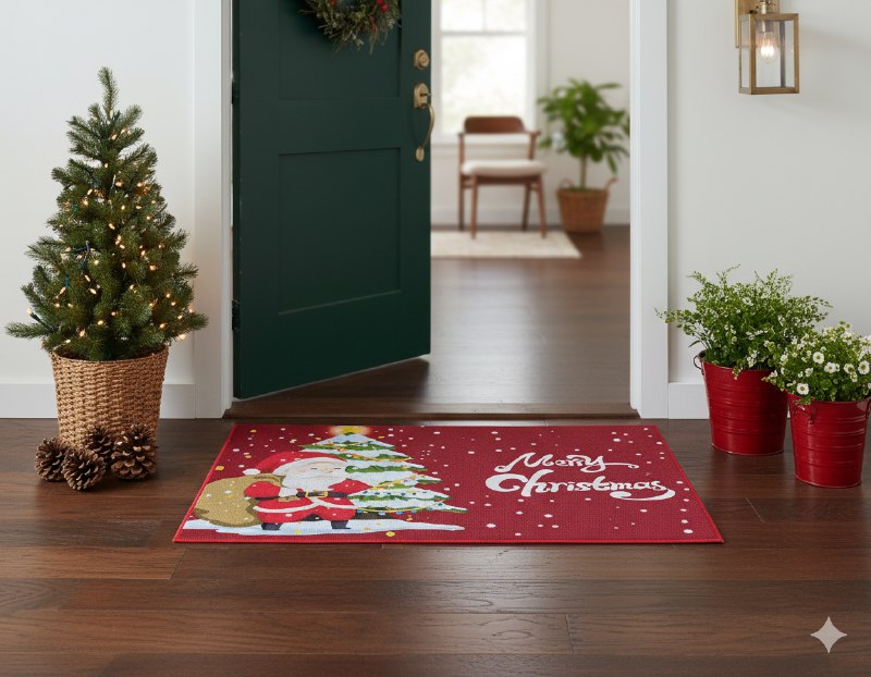 ALFOMBRAS DECORATIVAS NAVIDEÑAS PARA PISO ELEGANTES Y FESTIVAS 50X80CM, CREAN UNA ATMOSFERA MAGICA EN TU ENTRADA, COCINA O PASILLO BENELI HOME 6 ESTILOS