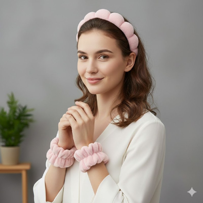 KIT DE CUIDADO FACIAL, DIADEMA Y MUÑEQUERA PARA SKIN CARE, 4 COLORES