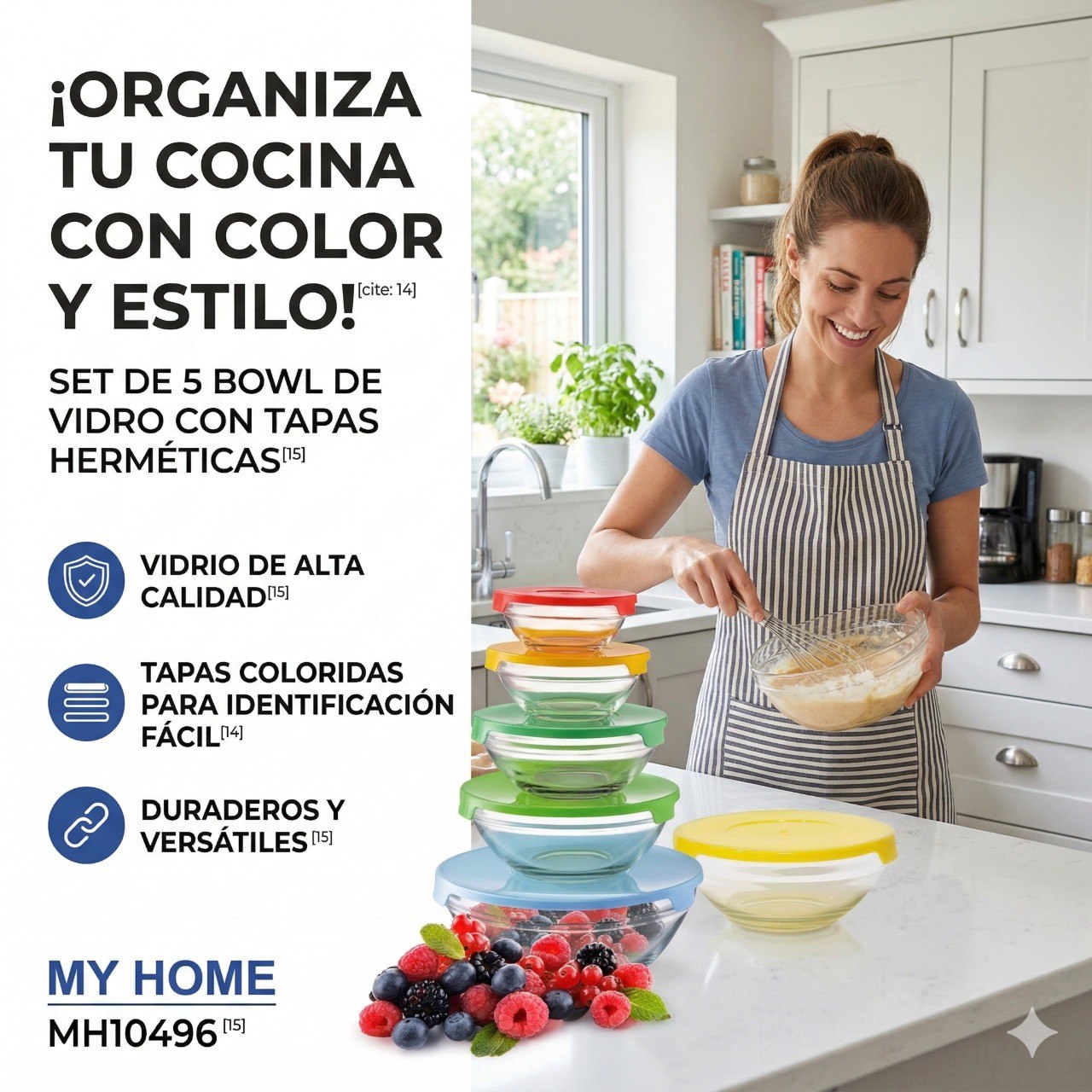 SET DE TAZONES HERMETICOS DE VIDRIO 5PCS MH10496 MY HOME