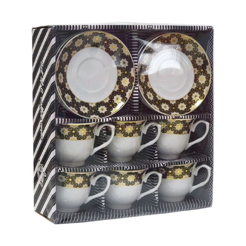 PLATOS, JUEGO DE TAZAS Y PLATOS DE CERAMICA CON DISEÑO DE FLORES PARA CAFE O TE, 6 TAZAS Y 6 PLATOS PEQUEÑOS