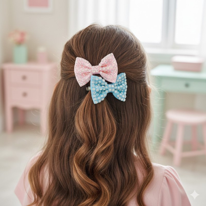 GANCHO PARA EL CABELLO DE MOÑO, PINZAS FUERTES EN PAQUETE DE 24UND 4X6CM