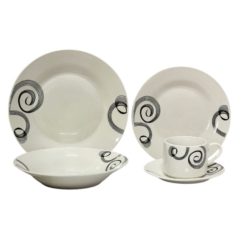 PLATOS JUEGO DE VAJILLA DE PORCELANA DE 20 PIEZAS ELEGANTES ROYAL LINE