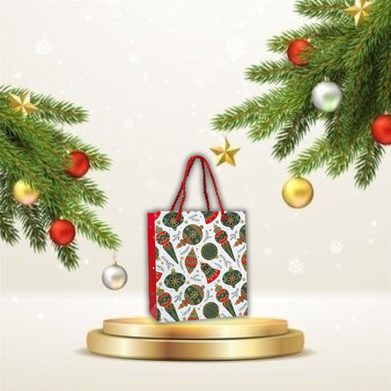 BOLSA DE REGALO NAVIDEÑA EXTRA PEQUEÑA 14X16X7CM