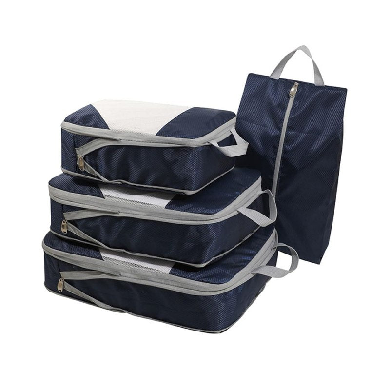 ORGANIZADOR SET PARA AHORRAR ESPACIO EN MALETAS, CUBOS DE COMPRESION PARA MALETAS EQUIPAJE, ROPA Y ZAPATOS EN SET DE 4 PIEZAS